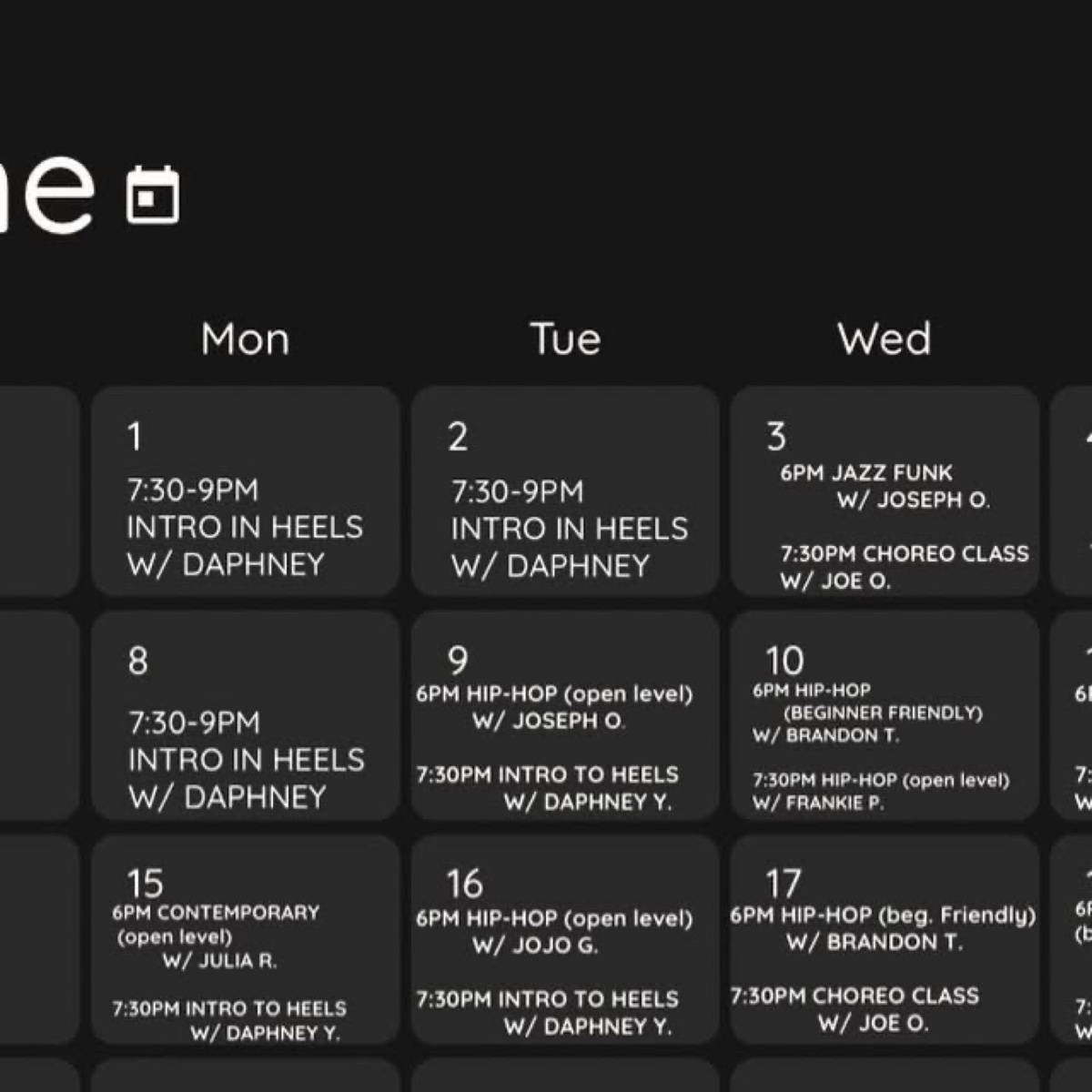 DJC Dance Studio class schedule